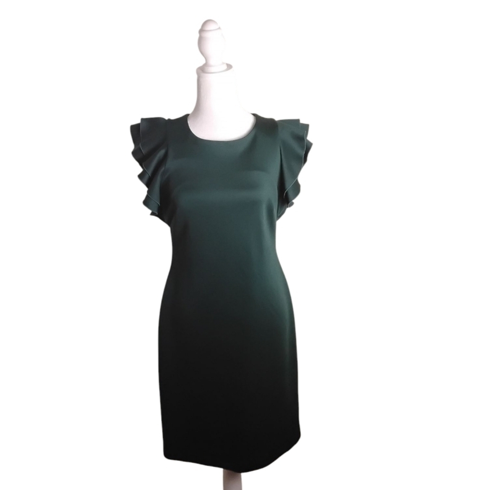 Tommy Hilfiger Women's 6 Green Flutter Sleeve Sheath Mini Dress